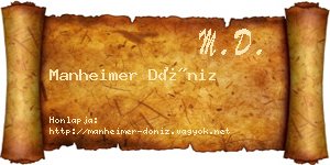 Manheimer Döniz névjegykártya